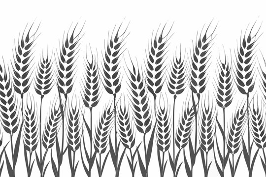 Wheat stalk pattern black and white agricultural border design