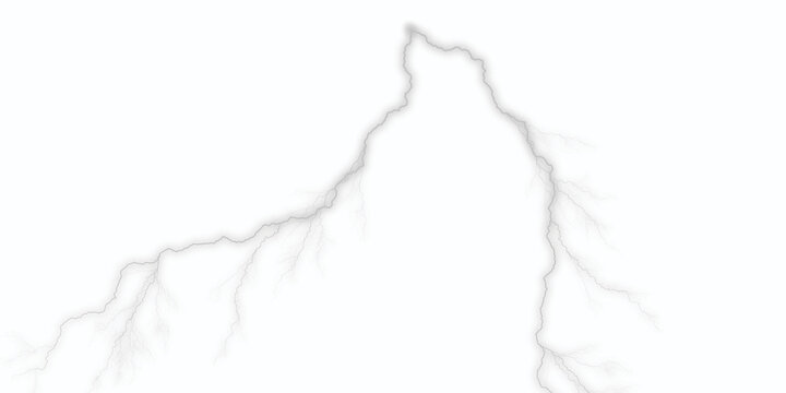 White Lightning Electric Bolt Effect Isolated on Transparent Background