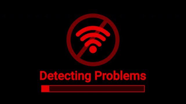 The no Wi-Fi connection symbol and the Wi-Fi problem check process on a black background. The no Wi-Fi connection symbol.