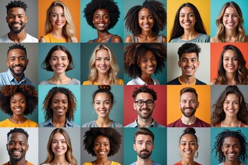 Obraz premium Vibrant Avatar: Diverse Headshots Showcasing People of All Ages, Genders, and Races