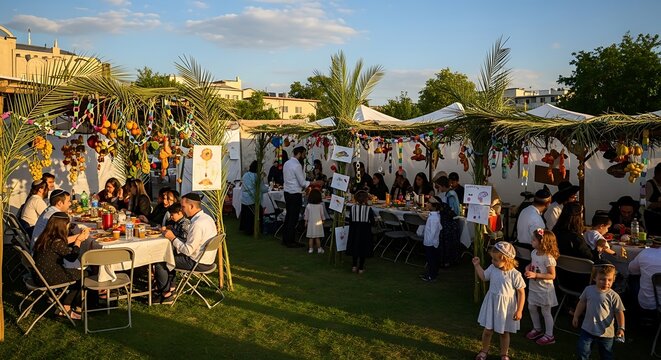 Sukkot Feast Outdoors.