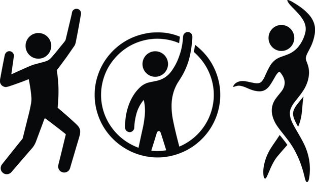 Dance icons silhouette vector illustration featuring movement motifs, decorative rhythm designs, abstract performance patterns, and modern people art