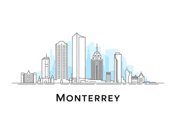 Fototapeta premium Monterrey city skyline with modern buildings and towers urban landscape