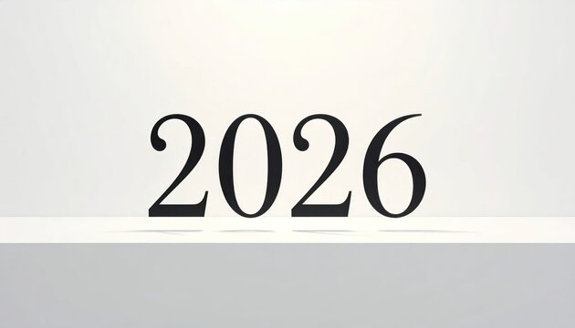 The Year 2026 Displayed in Bold Black Numbers on a White Background.