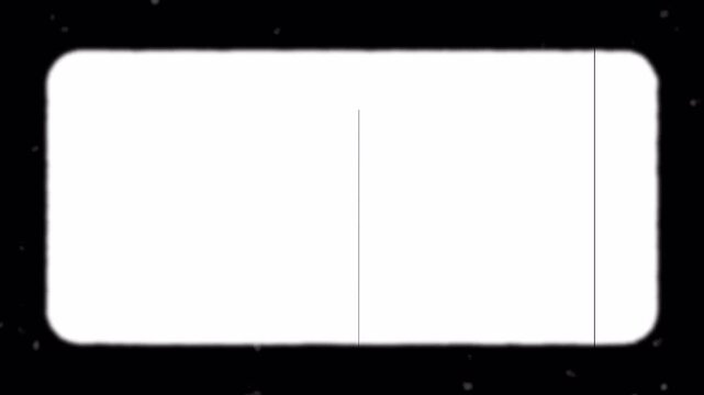 Vintage Super 8mm film frame overlay with soft edges, dust particles, scratches. Old cinema movie frame border with grain, scanline. Classic 16mm film strip border with rounded corners, noise, lines