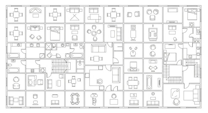 Architectural Blueprint of Office Spaces and Rooms.