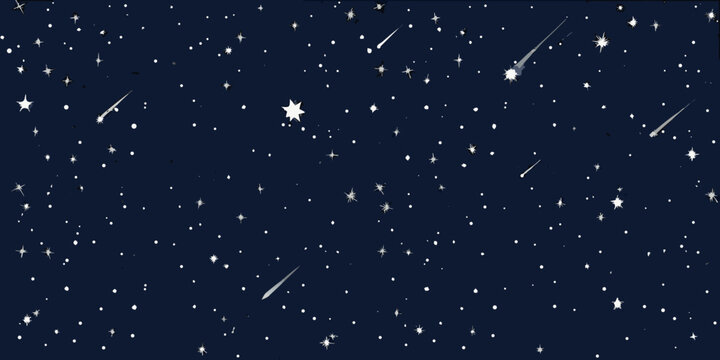 Starry night sky with shooting stars dark cosmic background