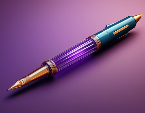 generic pen tool shape on a solid purple background geometry highlights