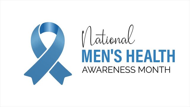 Minimal blue ribbon animation symbolizing Men&rsquo;s Health Awareness Month, highlighting support, advocacy, and global health campaigns. 4k video animation.