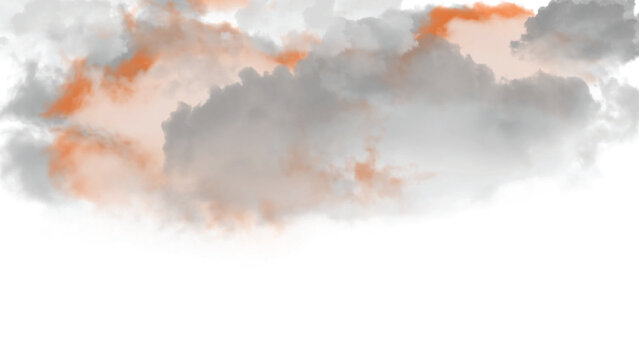 Dramatic Gray Cloud Formation with Warm Orange Highlights &ndash; Abstract Storm Sky Background