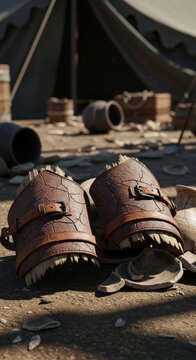 Discarded Ancient Leather Bracers in Ruins