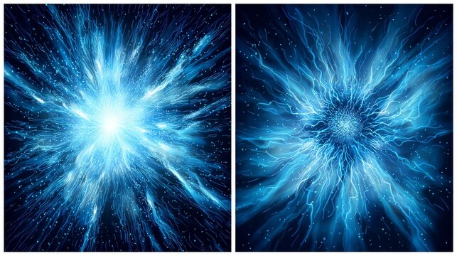 Cosmic Energy Burst: Intense Blue Plasma Explosion &mdash; Dynamic Space Background for Sci-Fi Projects