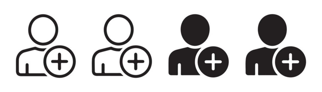 Add user profile icon set people group plus symbol interface person crowd add button.