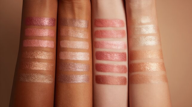  Shimmering Eyeshadow Swatches on Diverse Skin Tones &mdash; Metallic and Pearlescent Hues for Makeup Inspiration