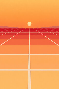 Vector illustration of bromine salt lake beds in a perspective horizon view
