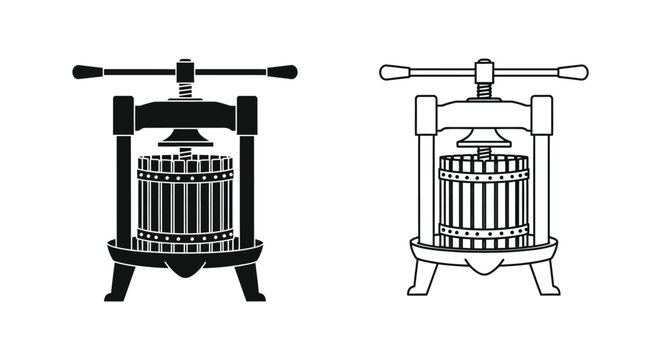 Ice press silhouette black and white graphic illustration high quality professional