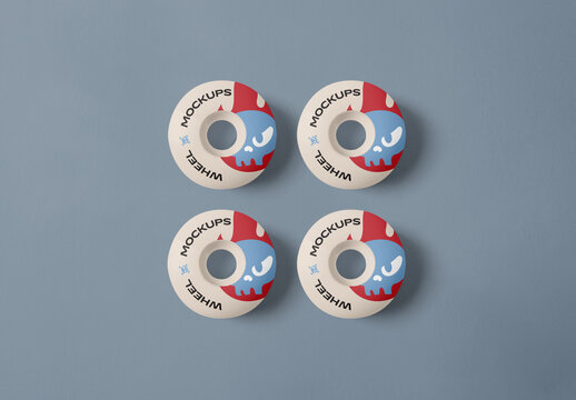 Top View Skateboard Wheels Mockup