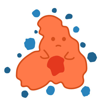 Cute cell under oxidative stress. Vector medical illustration.