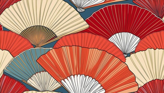 seamless pattern with japanese fans