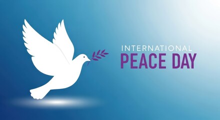 Obraz premium International peace day poster with white dove and olive branch