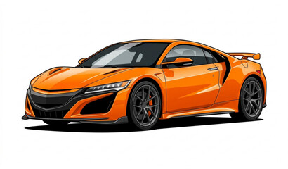 Obraz premium Bold orange sports car vector illustration with sleek design and glossy finish for automotive art