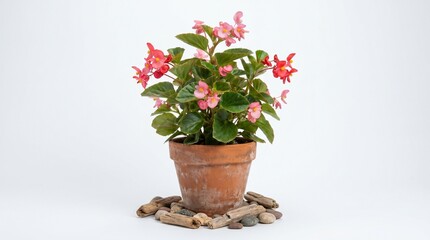 Naklejka premium Medium-sized Begonia plant, isolated on a white background.
