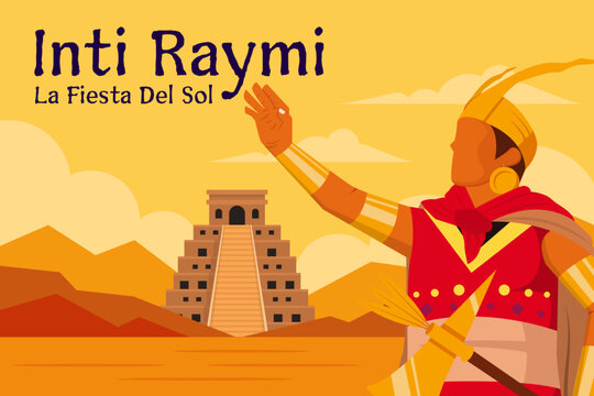 inti raymi sun festival background illustration in flat design