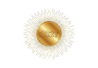 Fototapeta premium Glowing golden sun core with radiant particle effects isolated on transparent background