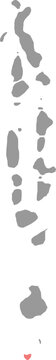 Addu Atoll Island Location Highlighted on Map of Maldives Editable Silhouette Illustration
