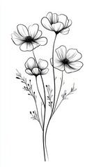Obraz premium Floral drawing black white flowers artwork discover unique monochrome floral artwork perfect for decor