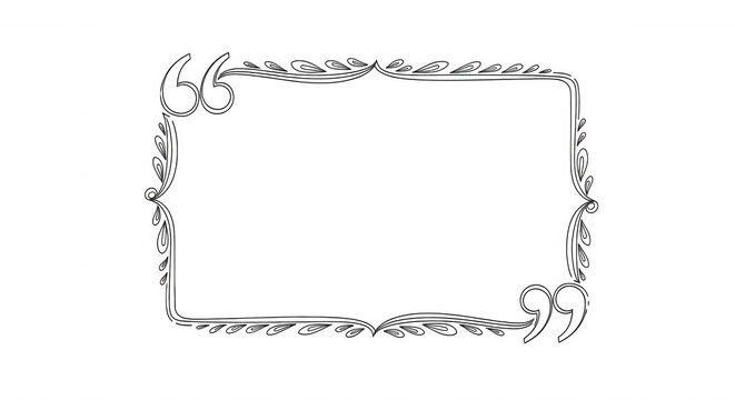 Decorative rectangular quote box frame with ornate floral flourishes and scrolling leaf patterns on a solid black background