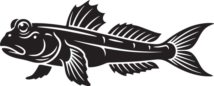 Mudskipper fish illustration a unique aquatic creature in black and white vector art for nature and science concepts