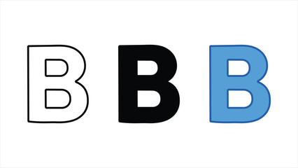 Letter b icon set outline solid and blue vector alphabet typography symbol for logo and app Ui © MD