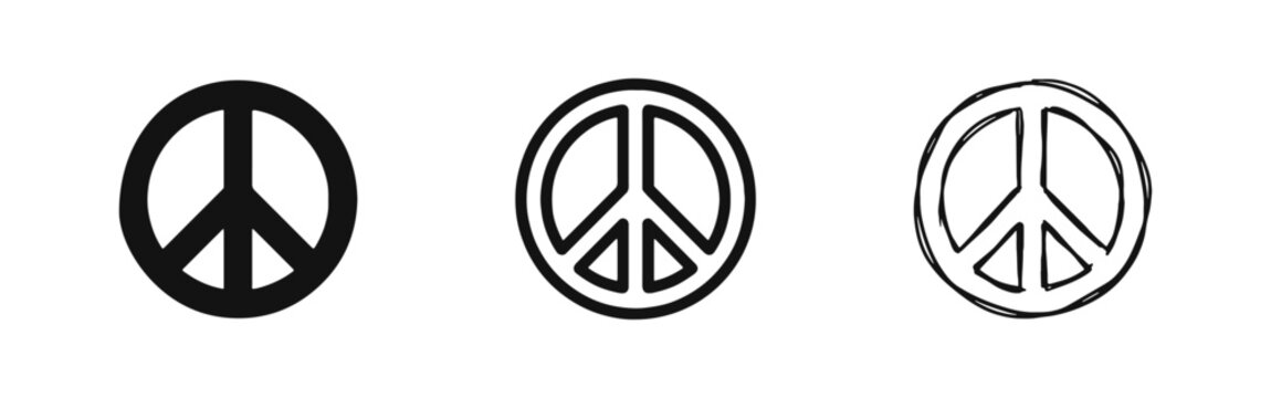 Peace Symbol and Harmony Icon Set in Three Styles