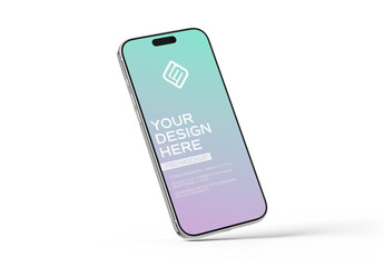 Floating Glossy Smartphone with Editable Shadow and Background Mockup
