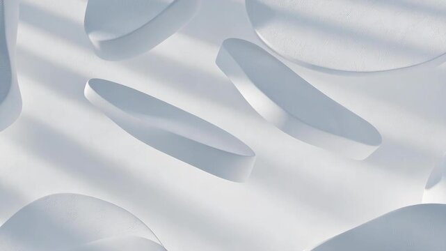 Abstract soft white organic shapes in smooth minimal style on a bright background, concept of purity and calmness