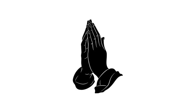 Black praying hands together in prayer.