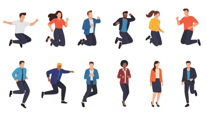 Fototapeta premium People running in 2D CAD illustrations