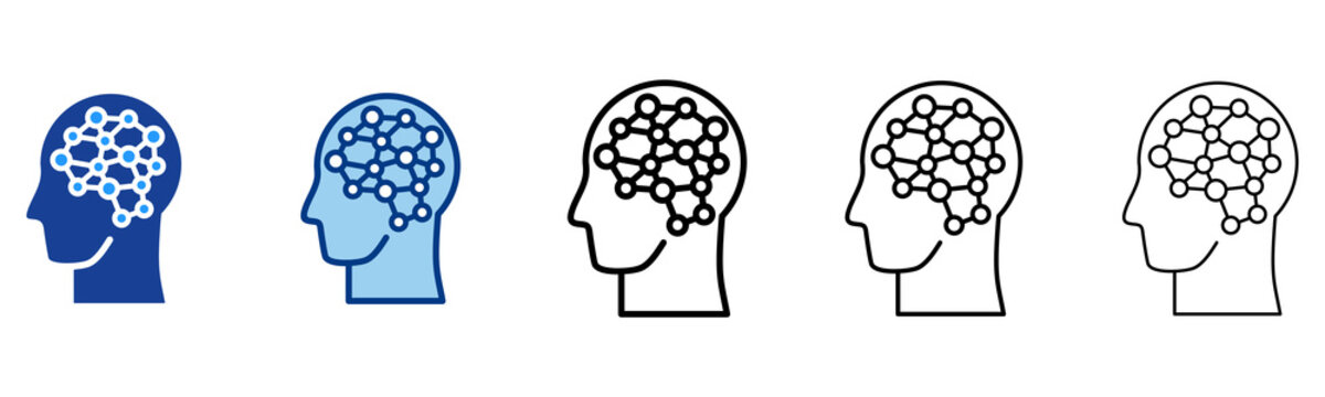 Artificial Intelligence  Icon In Different Color And Outline Style 