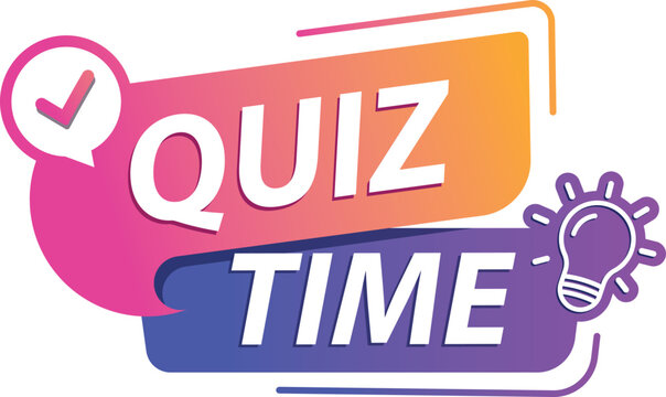 Quiz time warning and information sign. Quiz time sign for business, marketing, and advertising. Bright label with light bulb. Vector illustration.