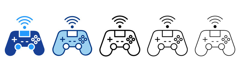Gaming  Icon In Different Color And Outline Style  © Sien