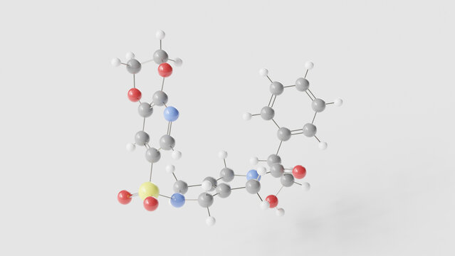 etavopivat molecule 3d, molecular structure, ball and stick model, structural chemical formula pyruvate kinase activator drug