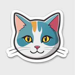Obraz premium Cute Cartoon Cat Face Sticker