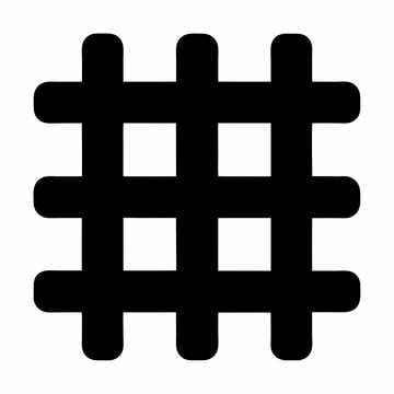 Minimalist black grid icon vector, geometric lattice symbol, simple prison bars or fence graphic, industrial metal grate illustration on white background