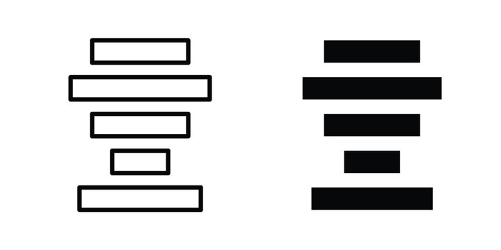 Align center icon vector pack in black color. Editable icons.