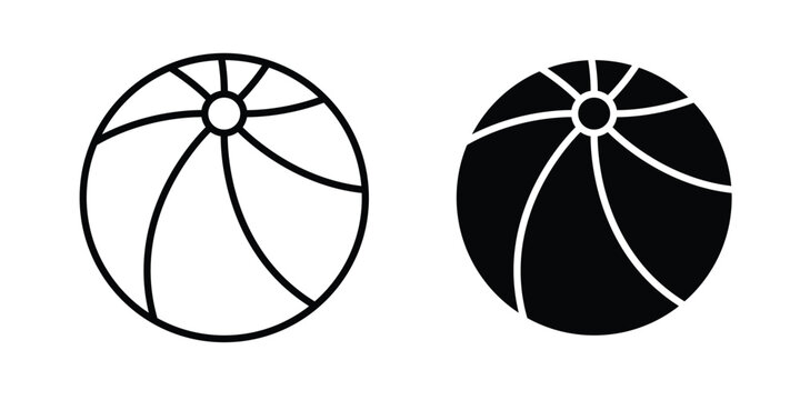 Beach ball icon vector pack in black color. Editable icons.