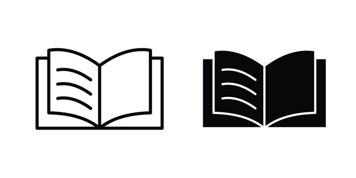 Book icon vector pack in black color. Editable icons.
