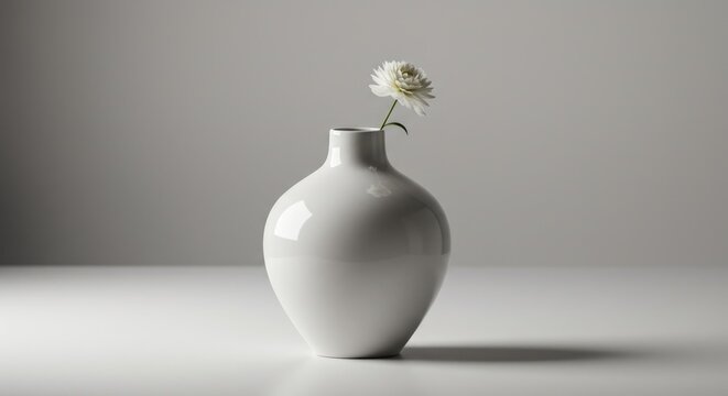 Simple white vase with flower.