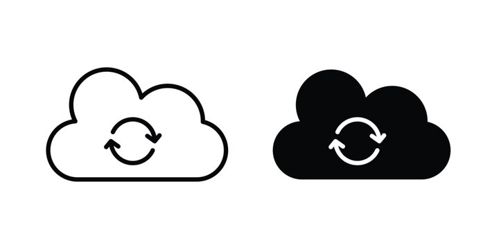 Cloud sync icon vector pack in black color. Editable icons.