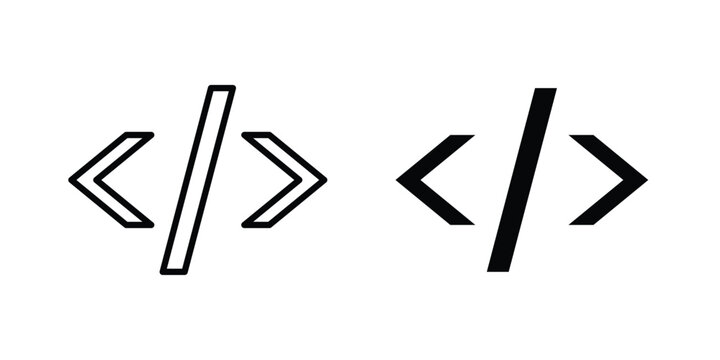 Code icon vector pack in black color. Editable icons.